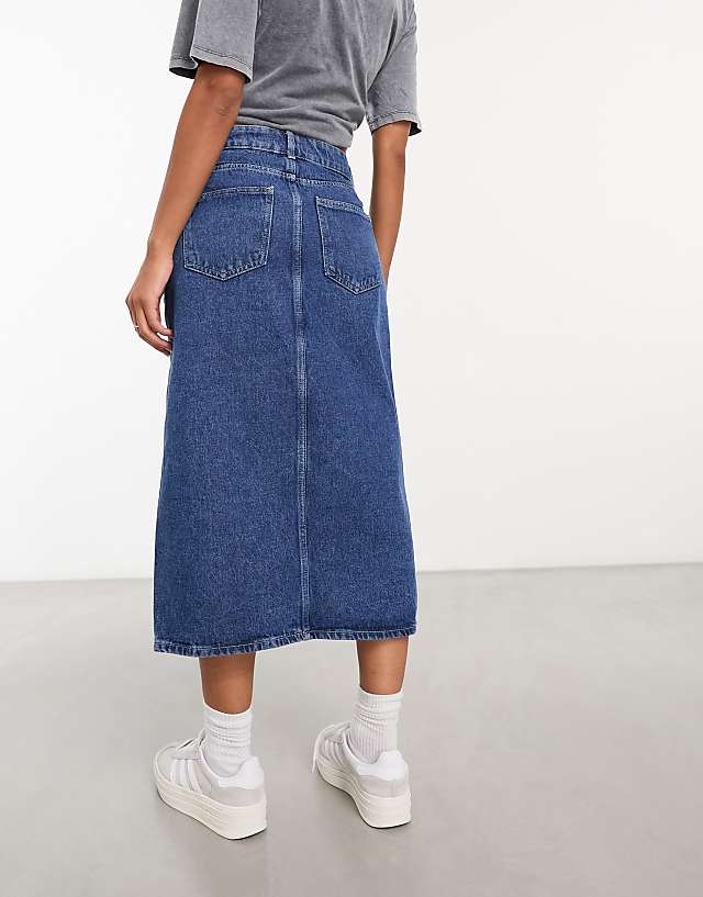 Falda vaquera midi azul medio con abertura delantera de Only , 4 de 4